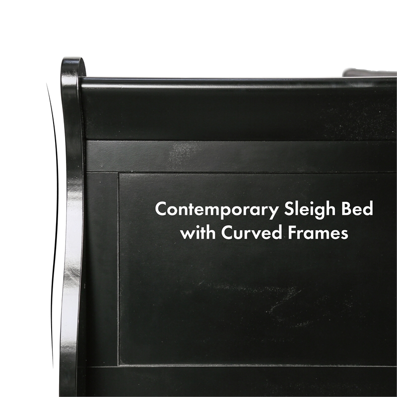 Bowery Hill Transitional Solid Wood Panel Queen Bed in Black