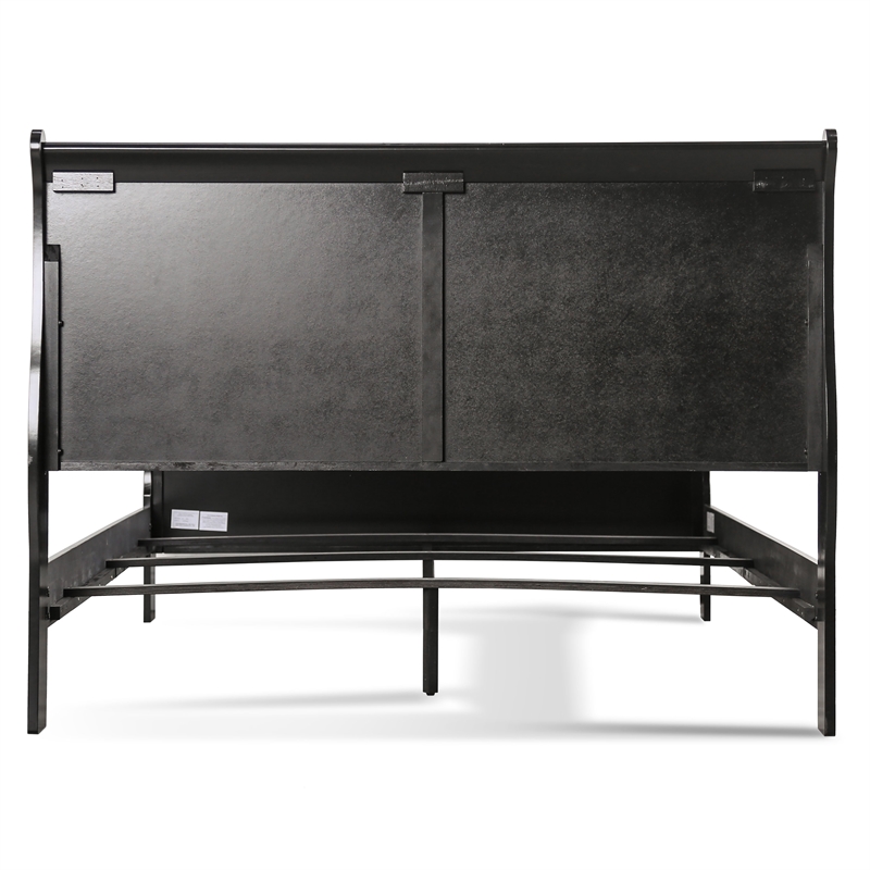 Bowery Hill Transitional Solid Wood Panel Queen Bed in Black
