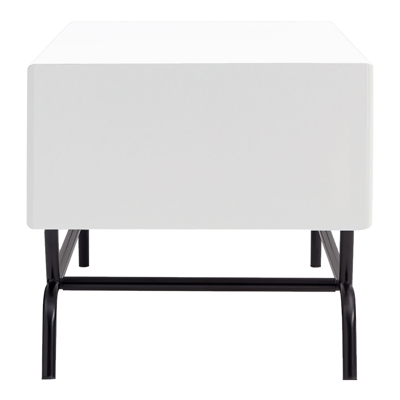 Bowery Hill Wood Storage 2-Drawer Coffee Table in White Pure