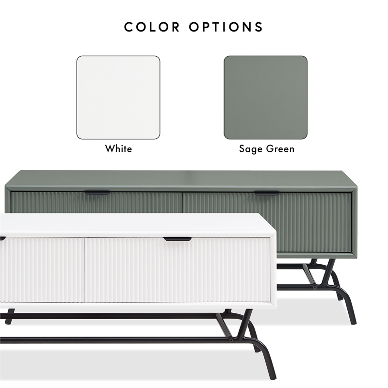 Bowery Hill Wood Storage 2-Drawer Coffee Table in White Pure
