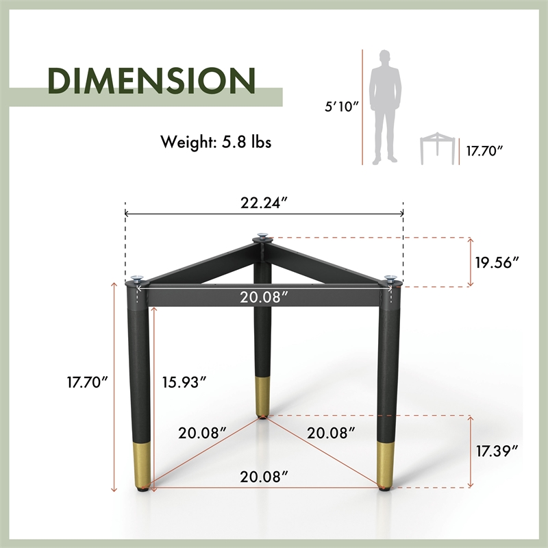 Bowery Hill Modern Solid Wood Coffee Table Base Legs in Black