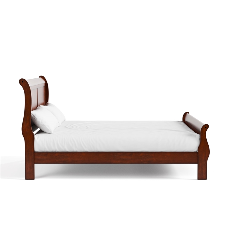 Bowery Hill Transitional Solid Wood Panel Queen Bed in Cherry