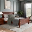 Bowery Hill Transitional Solid Wood Panel Queen Bed in Cherry