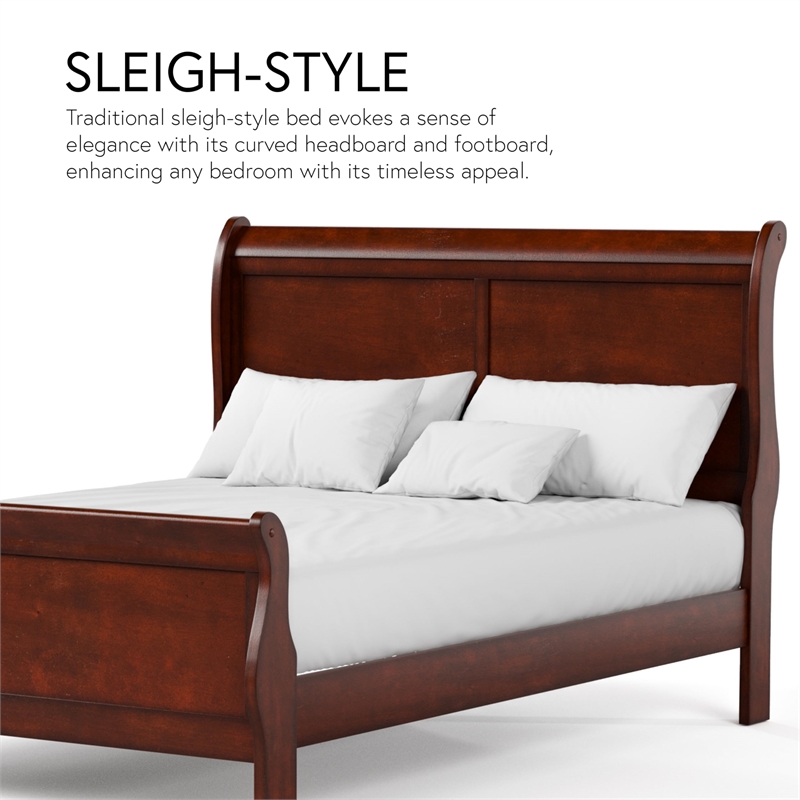 Bowery Hill Transitional Solid Wood Panel Queen Bed in Cherry