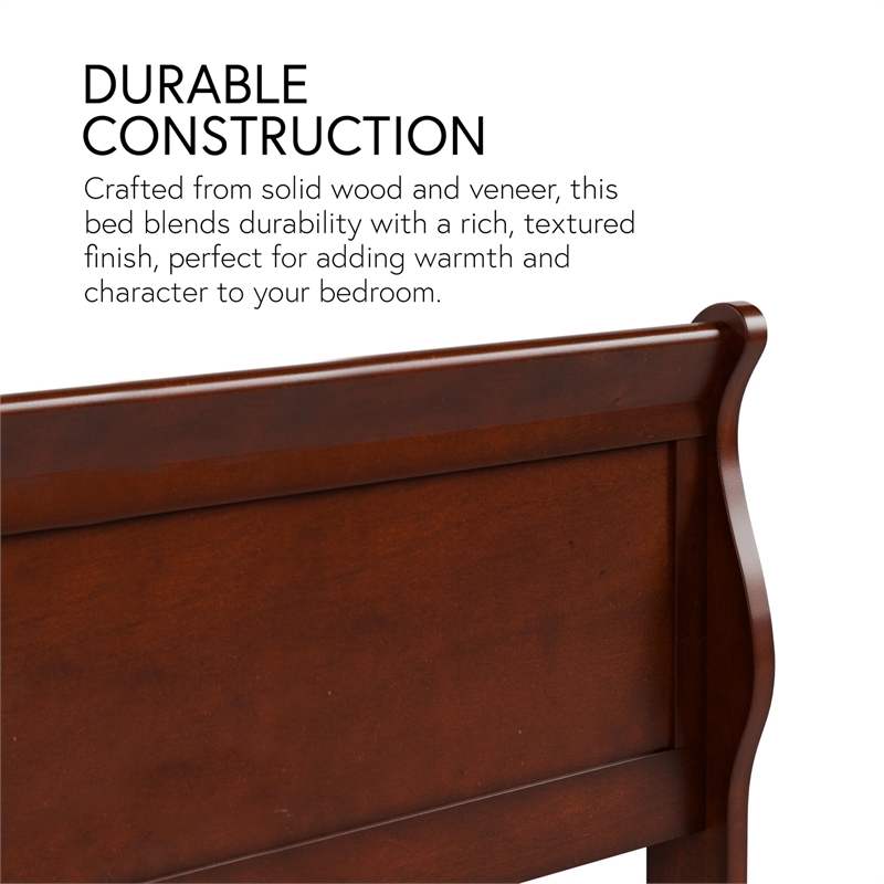 Bowery Hill Transitional Solid Wood Panel Queen Bed in Cherry
