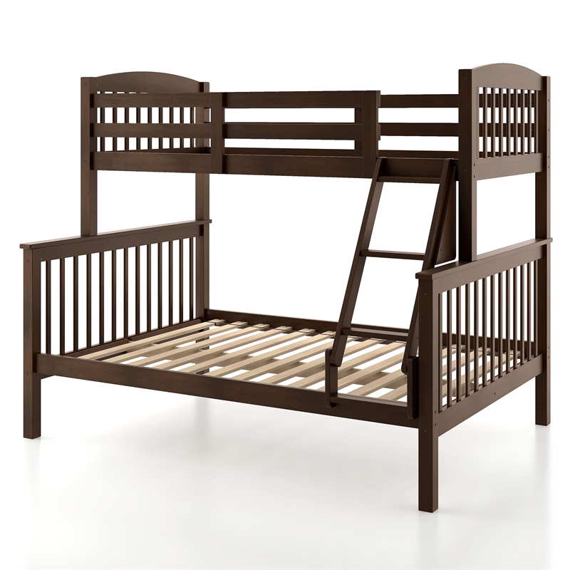 Bowery Hill Wood Twin over Full Bunk Bed with Ladder in Merlot