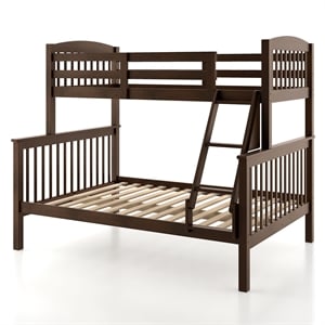 Bowery Hill Wood Twin over Full Bunk Bed with Ladder in Merlot