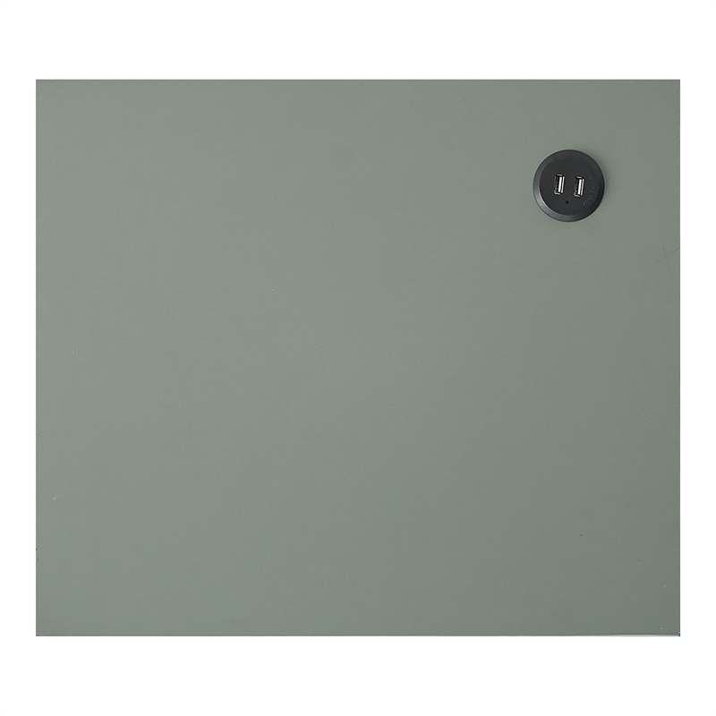 Bowery Hill Wood Storage End Table with USB Port in Sage Green