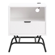 Bowery Hill Wood Storage End Table with USB Port in White Pure