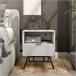 Bowery Hill Wood Storage End Table with USB Port in White Pure
