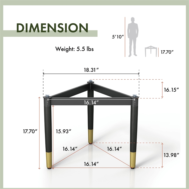 Bowery Hill Solid Wood Coffee Table Base Legs in Black (Set of 2)