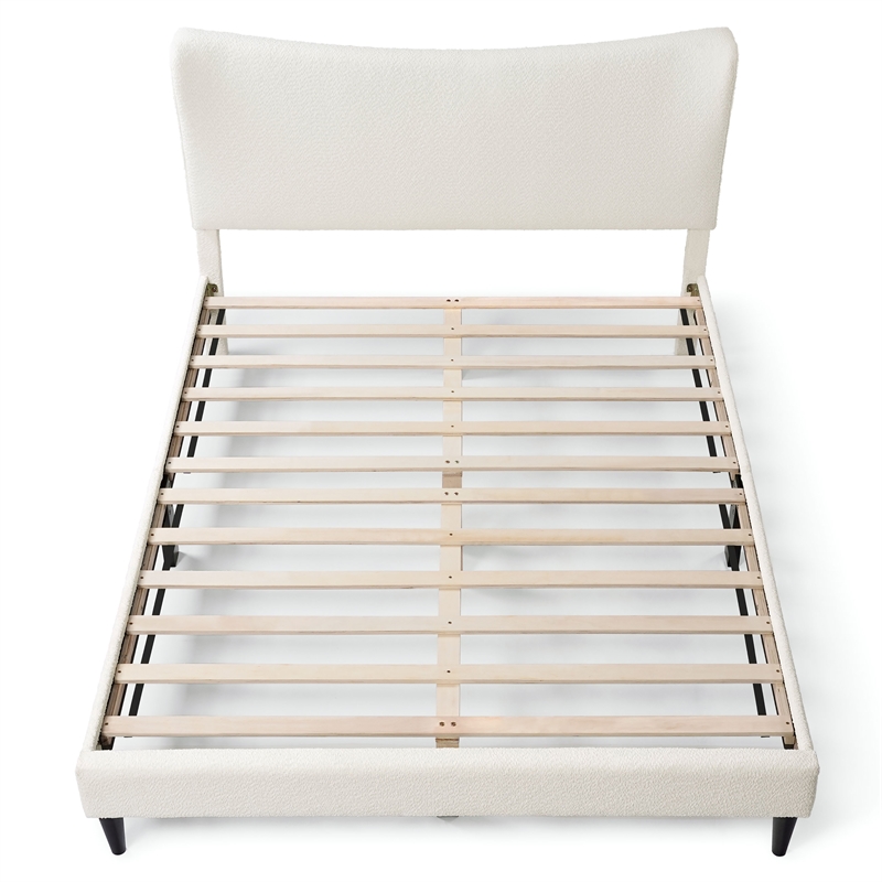 Bowery Hill Modern Boucle Fabric Mattress Ready Queen Bed in White