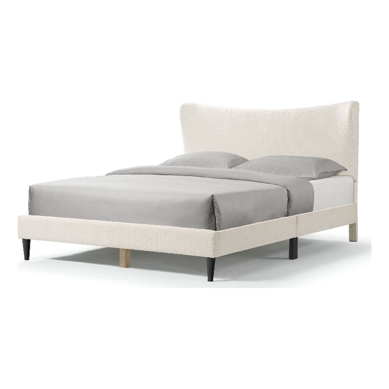 Bowery Hill Modern Boucle Fabric Mattress Ready Queen Bed in White