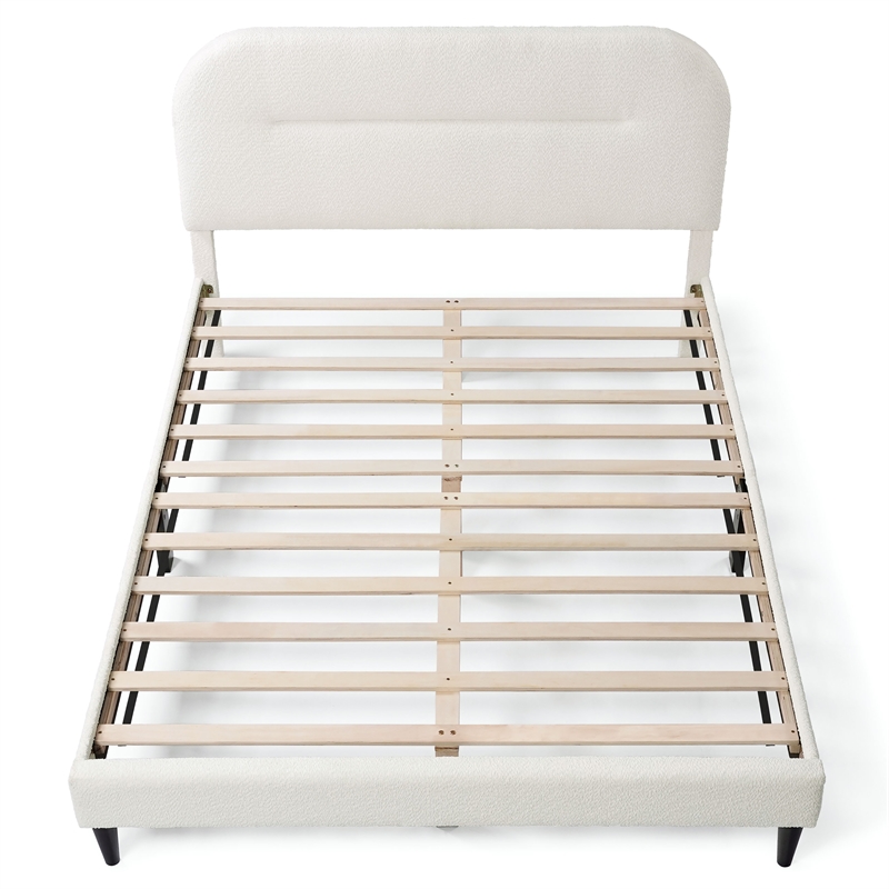 Bowery Hill Modern Boucle Fabric Mattress Ready Queen Bed in White
