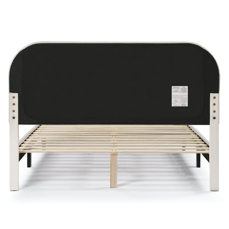 Bowery Hill Modern Boucle Fabric Mattress Ready Queen Bed in White