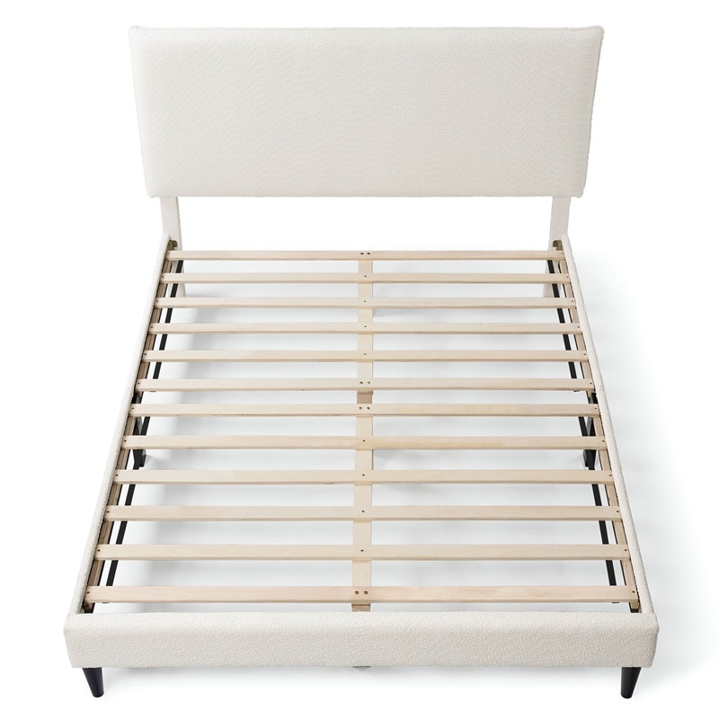 Bowery Hill Modern Boucle Fabric Mattress Ready Queen Bed in White