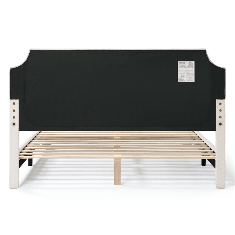 Bowery Hill Modern Boucle Fabric Mattress Ready Queen Bed in White