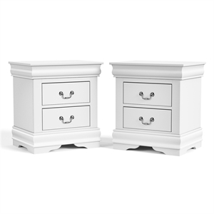 Bowery Hill Transitional Wood 2-Drawer Nightstand in White (Set of 2)