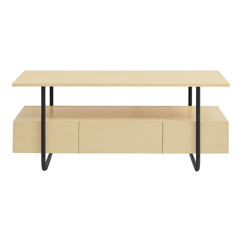 Bowery Hill Contemporary Wood Multi-Storage Coffee Table in Light Maple