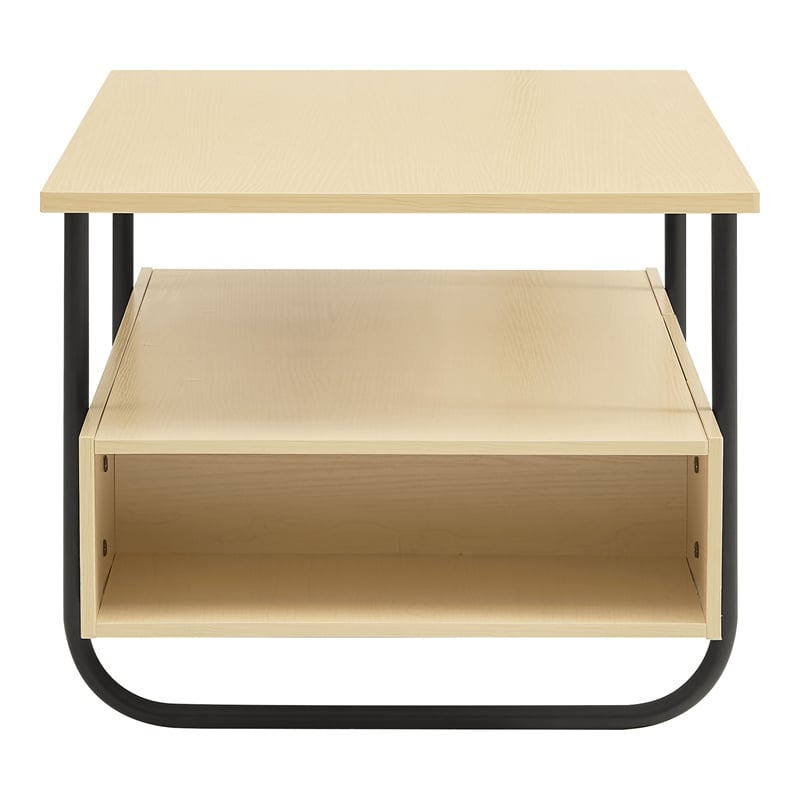Bowery Hill Contemporary Wood Multi-Storage Coffee Table in Light Maple