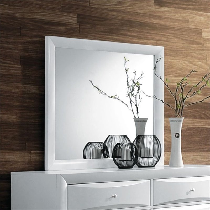 Bowery Hill Transitional Composite Wood Framed Mirror in White