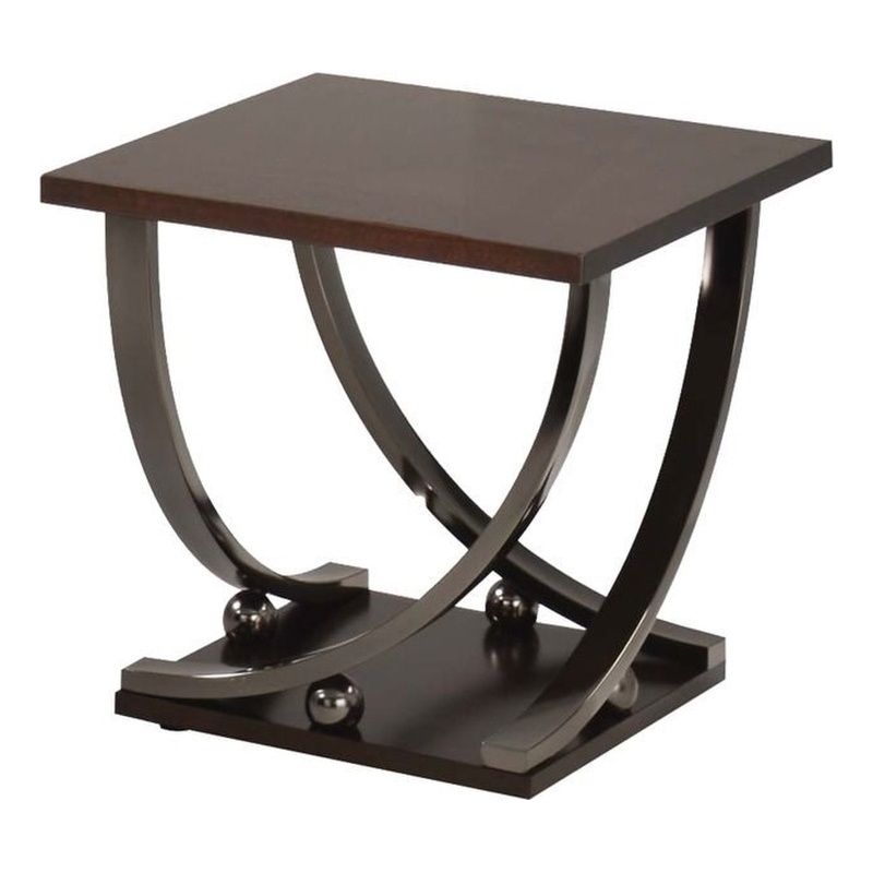 Bowery Hill Contemporary X Shape Leg Square Metal End Table in Black