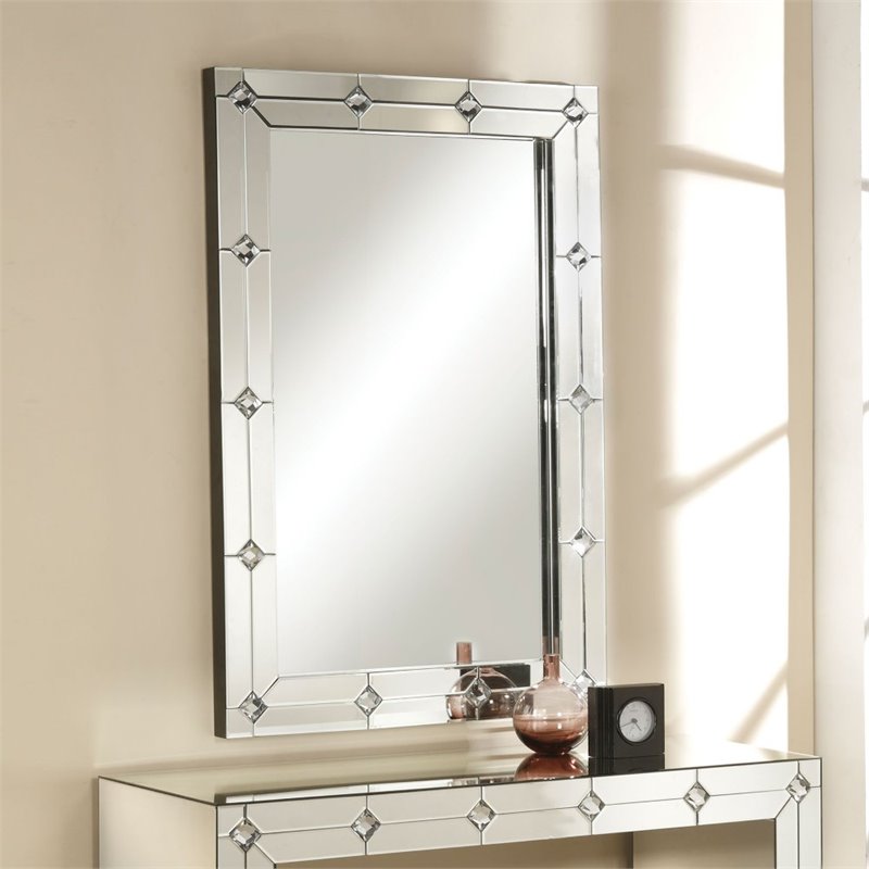 Bowery Hill Contemporary Rectangular Shape Accent Mirror (Wall) in Mirrored