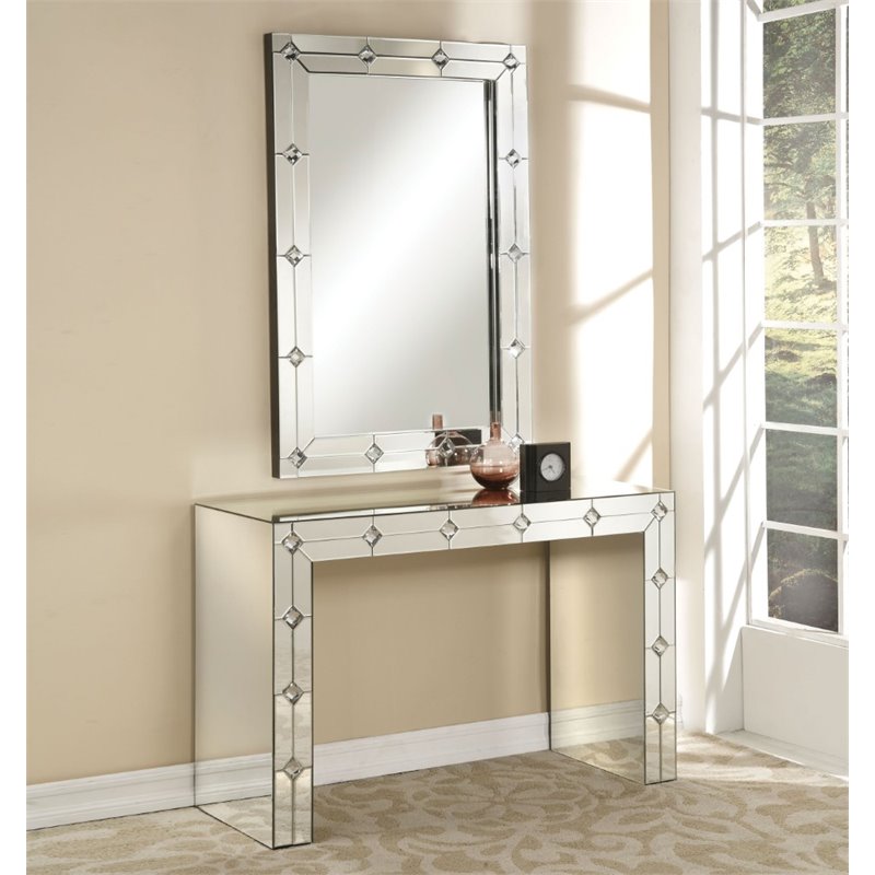 Bowery Hill Contemporary Rectangular Shape Accent Mirror (Wall) in Mirrored