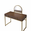 Bowery Hill Contemporary Vanity Desk in Walnut & Gold Finish