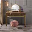 Bowery Hill Contemporary Vanity Desk in Walnut & Gold Finish