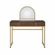 Bowery Hill Contemporary Vanity Desk in Walnut & Gold Finish