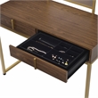 Bowery Hill Contemporary Vanity Desk in Walnut & Gold Finish