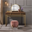 Bowery Hill Contemporary Vanity Desk in Walnut & Gold Finish