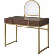 Bowery Hill Contemporary Vanity Desk in Walnut & Gold Finish