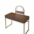 Bowery Hill Contemporary Vanity Desk in Walnut & Gold Finish