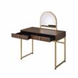 Bowery Hill Contemporary Vanity Desk in Walnut & Gold Finish