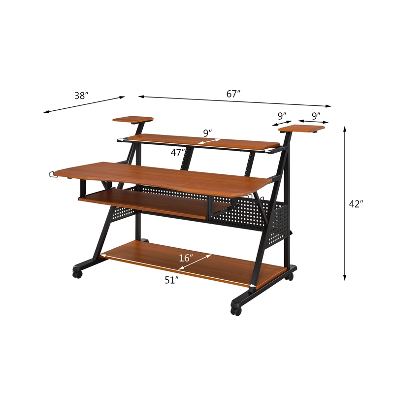 Bowery Hill Contemporary Music Desk in Cherry & Black Finish