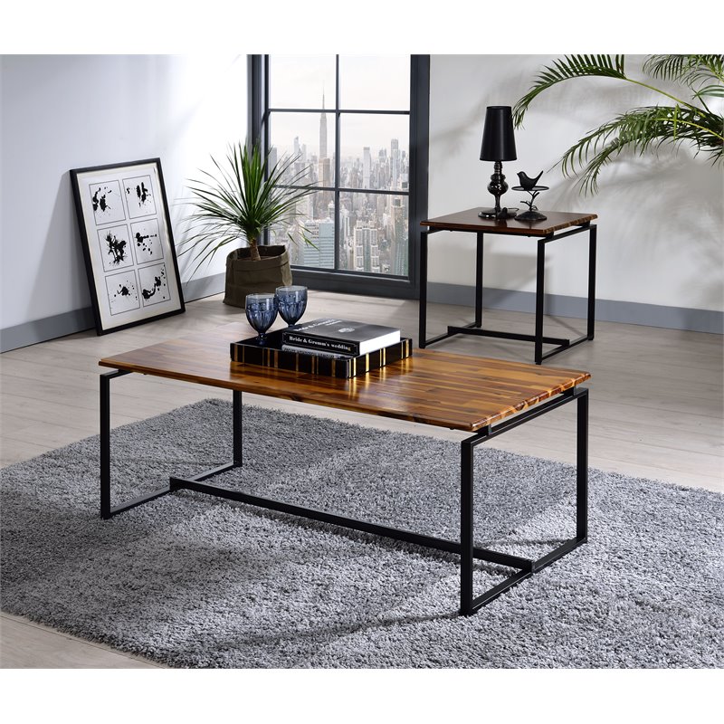 Bowery Hill Contemporary 3Pc Pack Coffee and End Set in Walnut