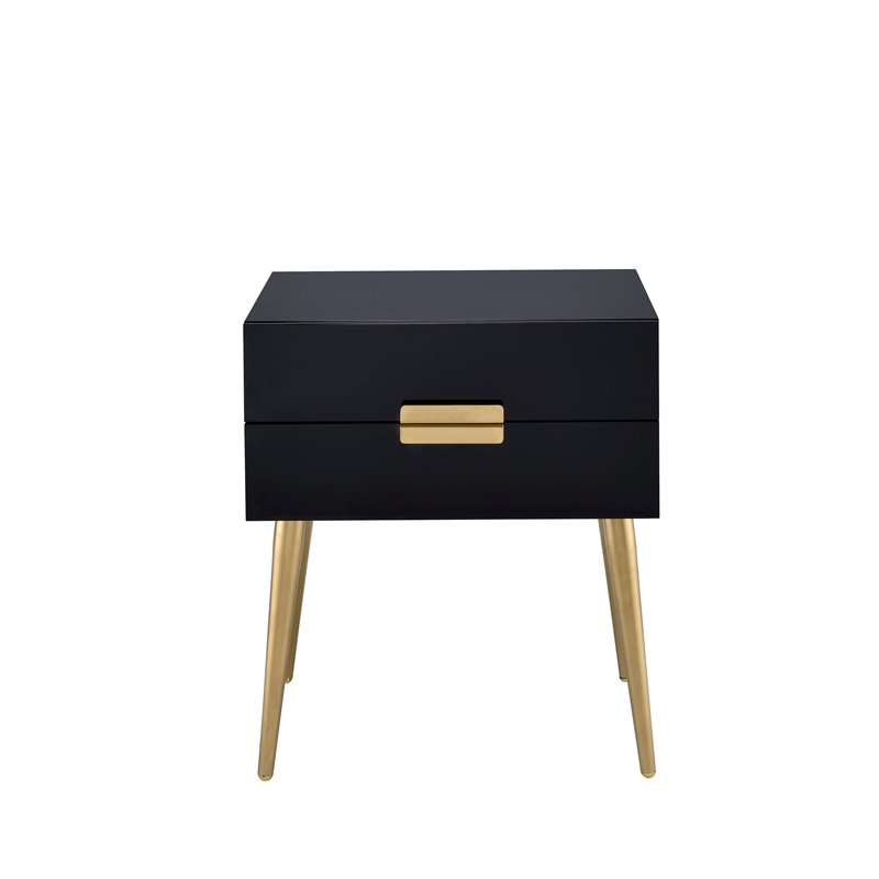 Bowery Hill Contemporary Rectangular Wooden End Table in Black and Gold