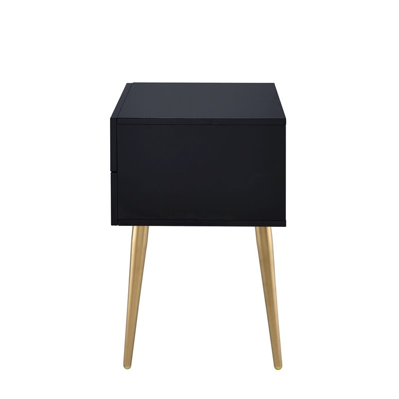 Bowery Hill Contemporary Rectangular Wooden End Table in Black and Gold
