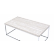 Bowery Hill Rectangular Wooden Coffee Table in Chrome and White