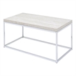 Bowery Hill Rectangular Wooden Coffee Table in Chrome and White