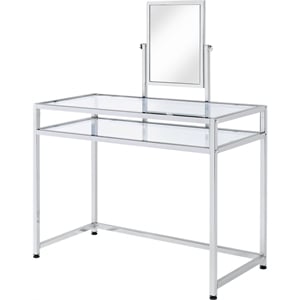 Bowery Hill Contemporary 3 Piece Metal Frame Vanity Set in Chrome