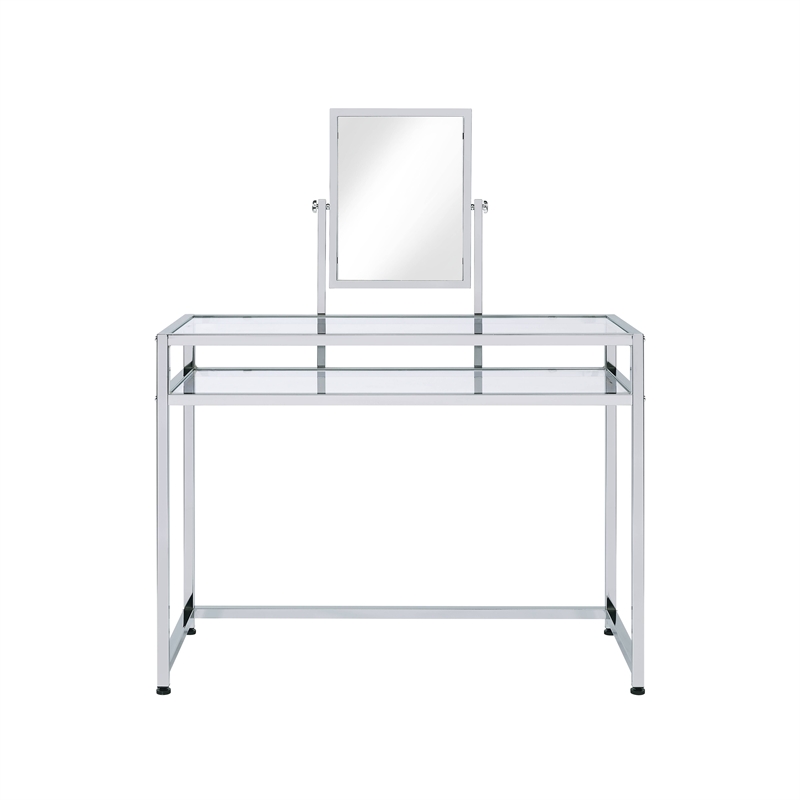 Bowery Hill Contemporary 3 Piece Metal Frame Vanity Set in Chrome