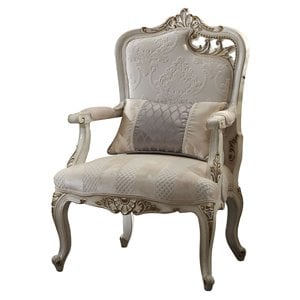 Bowery Hill Contemporary Accent Chair with Pillow in Antique Pearl