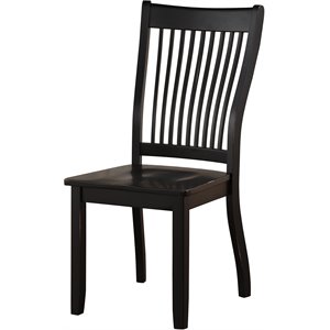 Bowery Hill Wooden Slatted Back Dining Side Chair in Black Set of 2