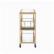 Bowery Hill Rectangular Glass Top Serving Cart with 3 Tiers in Gold