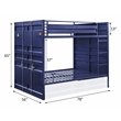 Bowery Hill Full over Full Bunk Bed with Built-In Ladder in Blue Metal