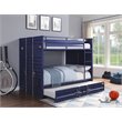 Bowery Hill Full over Full Bunk Bed with Built-In Ladder in Blue Metal