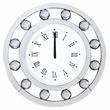 Bowery Hill Round Wall Clock with Circular Floating Crystal in Mirrored